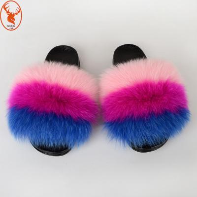 China Best Selling Colorful Anti-slippery Mink And Mink Fur Slippers For Women for sale