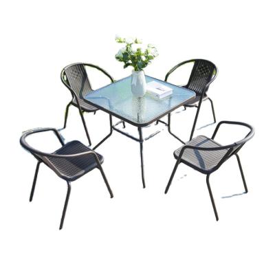 China Custom Modern Simplicity No Skeleton Metal Dining Modern Outdoor Arrangement Table Chair Sets for sale