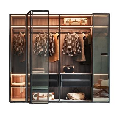 China Other Sliding Door Storage Wardrobe Closet Cabinet Bedroom Furniture Glass Walk In Wardrobe for sale