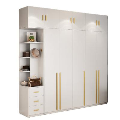 China (Size)Light Multilayer Home Rental Open Track Bedroom Wardrobe Three-Door Combination Adjustable Solid Wood Flat Open Glass Wardrobe for sale