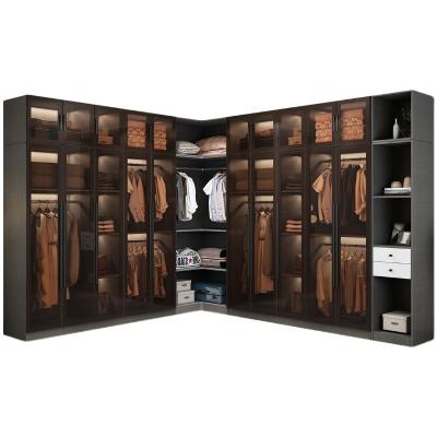 China Other Modern Designs Custom Aluminum Glass Doors Wardrobes With Side Display Book Shelves for sale