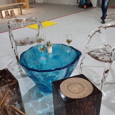 China Customization color optional round single color coffee table epoxy pure resin table for sale