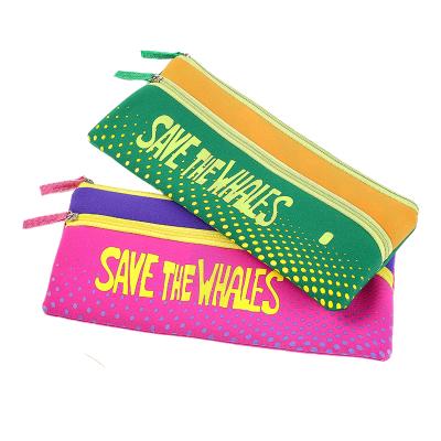 China Fashion School Promotional Students Fancy Printed Logo Custom Color Pencil Bag for sale