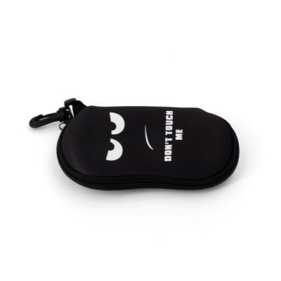 China Custom Logo Neoprene Goggles Case With Carabiner Light Portable Neoprene Eye Sunglass Case Soft Glass Pouch for sale