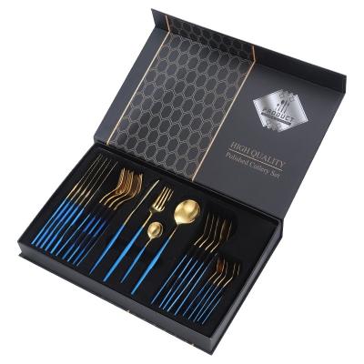 China Good Quality 410 Stainless Steel Handle 24Pcs Cutlery Set Sustainable Ceramic Box for sale