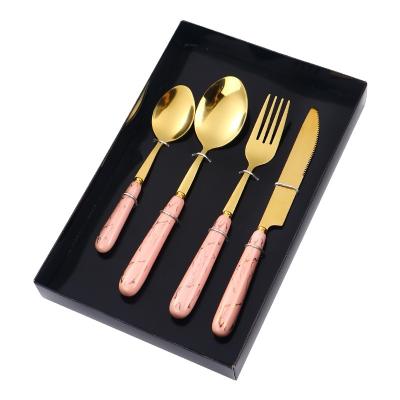 China Sustainable Best Selling Portable Products Stainless Steel 410 Cutlery Set Case Rose Gold for sale