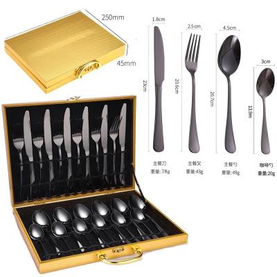 China Hengyao 410 24 Pcs Stainless Steel Flatware Matte Black Cutlery Set Wooden Sustainable Case for sale