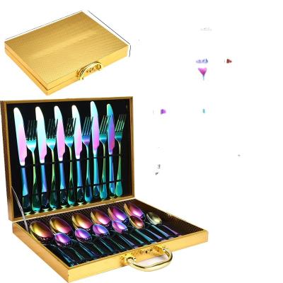 China New China Manufacture Viable Gift Boxes Hanging Magic Stainless Steel Color Cutlery Set for sale