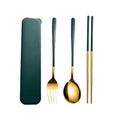 China Sustainable Korean Spoon Fork Chopstick Box Set Stainless Steel Korean Tableware for sale