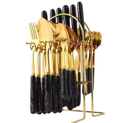 China Viable Trending Cheap Products Price Camping 24Pcs Wedding Silver Cutlery Set for sale