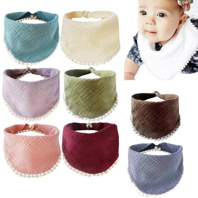 China Antibacterial Bandana Cotton Gauze Lace Baby Saliva Towel Baby Feeding Bibs for sale