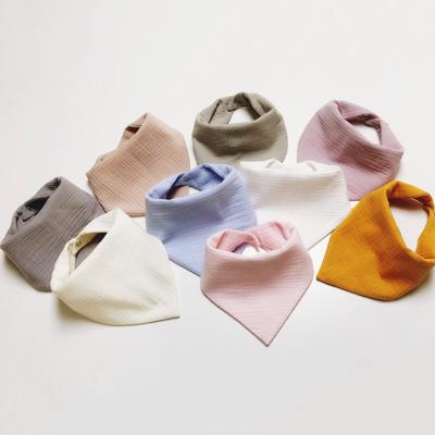 China Wholesale Washable Baby Feeding Double Gauze Cotton Bibs Solid Plain Muslin Saliva Towel for sale