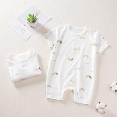 China Wholesale 100% Short Rainbow Sleeeves Baby Cotton Cloth Sleeper Overalls Baby Romper For Newborn Baby for sale