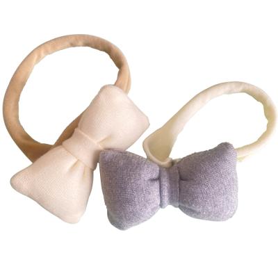 China Soft Soft Cotton Baby Hair Bow Elastic Headbands for sale