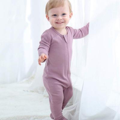 China Hot Sale Amazon Manufacturer Cotton Baby Sleep Romper Full Sleeve Baby Jumpsuit With Zipper Pad for sale