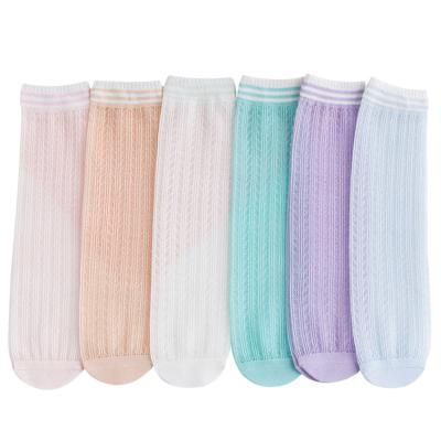 China Summer breathable thin mesh mosquito repellent socks ice cream long silk tube pure color baby socks without heel for sale