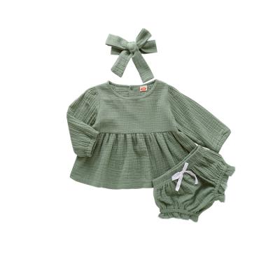 China Casual In Stock Baby Clothes Kids 100% Cotton 3 Piece Set Dresses For Babies for sale