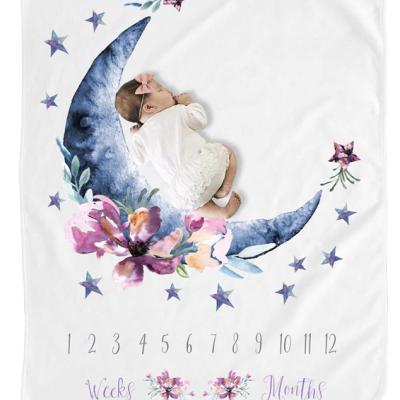 China 2021 Baby Institut Sales Photography Props Anti-Static Warm Super Soft Flannel Fleece Monthly Milestone Blanket for sale