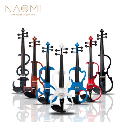 China Solidwood NAOMI Solidwood Electric 4/4 Violin Set Ebony Fittings with Brazilwood Bow+Rosin+Bridge+Violin Case+Audio Hard Wire for sale