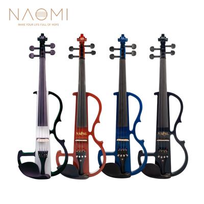 China NAOMI Vintage Solidwood Silent Active Solidwood Pickup For Beginners 4/4 Cable Electric Violin W/Violin Case+Bow+Headphones+Rosin+Audio for sale