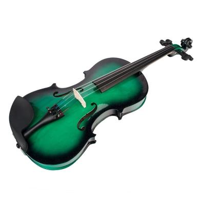 China NAOMI 4/4 Gradient Green&Black Acoustic Violin Flawless Basswood Violin Top & Ebony Fitting W/Violin Case+Rosin+Bow for sale