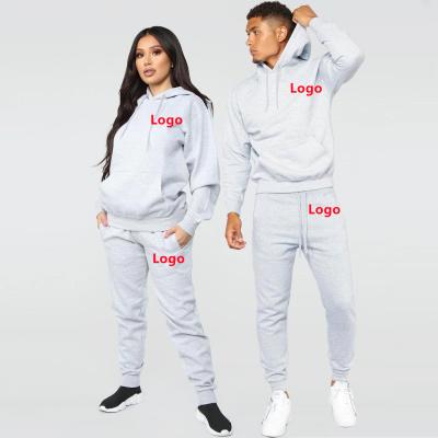 China New Men Women Sweatsuit Hoodies Breathable Casual Unisex Joggers Solid Color Thick Pullover and Long Pant 2 Piece Sweatpants and Hoodie Set for sale