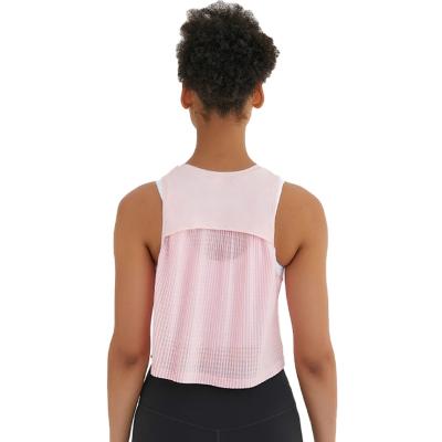 China QUICK DRY High Neck Yoga Fitness Tank Top Vest Women Loose Fit Workout Quick Dry Sports Crop Top Sleeveless Shirts for sale