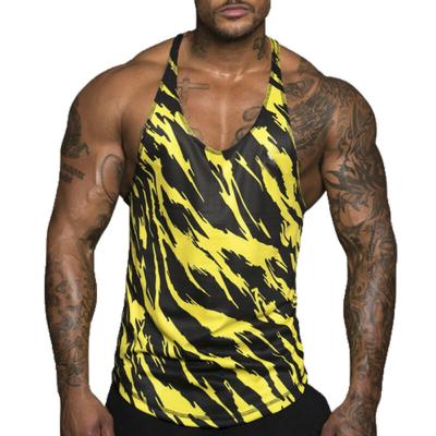 China QUICK DRY Muscle Training Tanks Men Printed Sport Tanks Knit Tank Gym Tee Shirt Bodybuilding Fitness Vest 4 Sleeveless Top Colors for sale