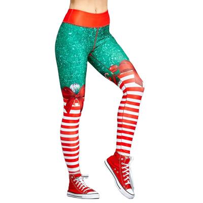 China Antibacterial Women's High Waist Yoga Pants Printed Christmas Sports Fitness Leggings Pants Pantalones Pantalones for sale