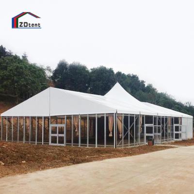 China Part ; fashion show ; banquet clear translucent glass wall span marquee with waterproof pvc roof event tent for sale