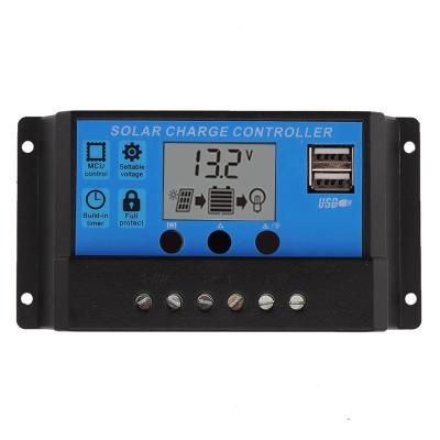 China Auto Solar Controller 30A Dual USB 5V 3A 12V 24V 48V 30A Charger Controller Mini PWM Push Panel Battery Charging Charger for sale