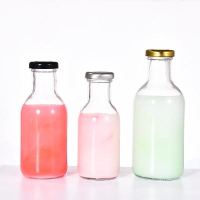 China Wholesale Hot Sale Beverage Glass Bottles Juice Bottle Beverage Milk Bottle Popular Cold Drinks Coffee 250ml 350ml 500ml For Juice for sale