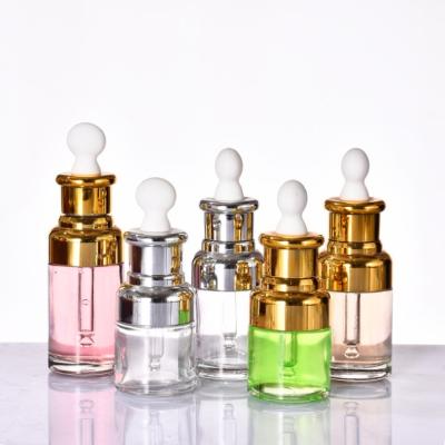 China Sliver Cosmetic Popular Competitive Price Gold Skin Care Essence Serum Glass Bottle 30ml Serum Glass Bottle Essence Dropper Bottle for sale