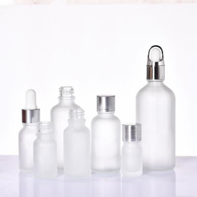 China 5ml Flower Basket Lid Design Skin Care Essence Bottle 30ml Glass Dropper Bottle Frosted Cosmetic Wholesale Customization ~100ml for sale