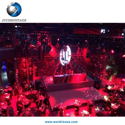 China KTV Club Factory 5 Stage Rotating Light Circular Truss Moving Up And Down Rotate Truss With Cheap LED Screen Truss for sale