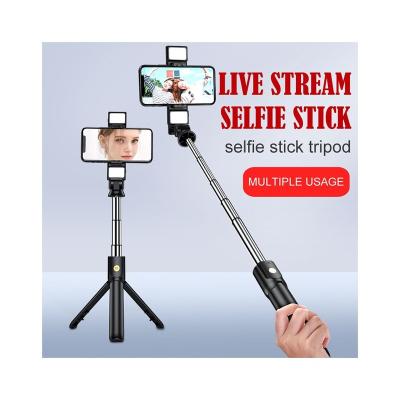 China With Top Selling Lightweight Portable Mirror Fill 360 Degrees Rotate Mini K12d Selfie Sticks Tripod With Wireless Remote Controller For Smartphone for sale