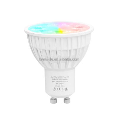 China 4W RGB+CCT Smart LED Bulb GU10 AC85-265V Support 2.4G 4Zone Residential Outdoor WiFi/Smartphone APP/Voice Control for sale