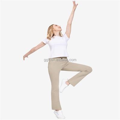 China high quality Anti-wrinkle casual straight leg pants bootcut yoga pants elastic and comfortable pocket flared pants for sale