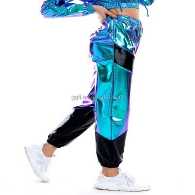 China Shiny Metal High Waisted Stretch Jogging Pants Waterproof for sale