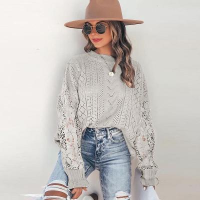 China Anti-wrinkle Sweater Hollow-out Pullovers Crochet Lace Knit Female Knitted Sweater Top for sale