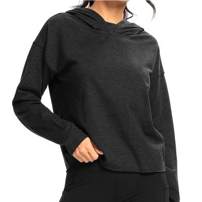 China Breathable Casual Hooded Long Sleeve Sweatshirt Cationic Fabric Sweatshirt Women for sale