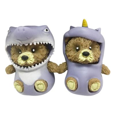 China Pretend Toy 2022 New TPR Cub Bear Playsets With Shark And Unicorn Shape Costume for sale