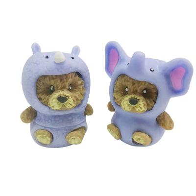 China Pretend Toy 2022 New TPR Cub Bear Playsets With Elephant And Rhino Shape Animal Costume for sale