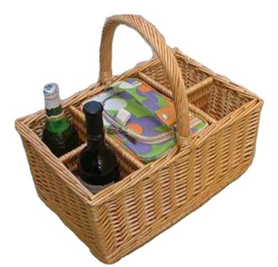 China China 2 Basket Empty Willow Basket Wholesale People Wicker Folding Picnic Basket for sale