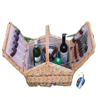 China China Wholesale 4 Person Picnic Basket With Plate Glass Picnic Wicker Basket for sale