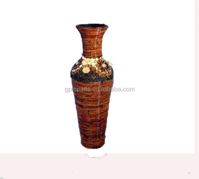 China Antique Wooden Flower Rattan Vase Floor Rattan Flower Vase Nature Vase for sale