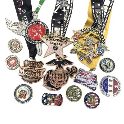 China Custom China Design Logo Sport Metal Award Medal Soccer Fast Run Soccer Running Marathon With Ribbon for sale