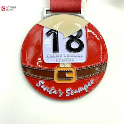 China Stock Medallion Zinc Alloy Christmas Europe Enamel Medal With Ribbon For Souvenirs for sale