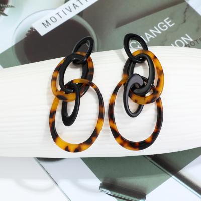 China Wholesale Cheap High Quality Leopard Tortoise Acrylic Shell Earrings Various Designs Brown Acetate Earrings for sale