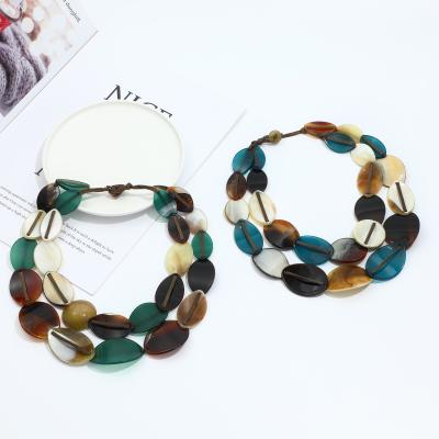 China 2021 High Quality Trendy Colorful Circle Acetate Curved Acrylic Luxury Jewelry Link Chain Neck Scarf Necklace for sale